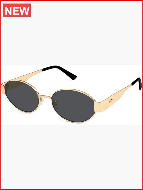 Retro Oval Oversized Sunglasses UV400 Protection Metal Frame main image 5